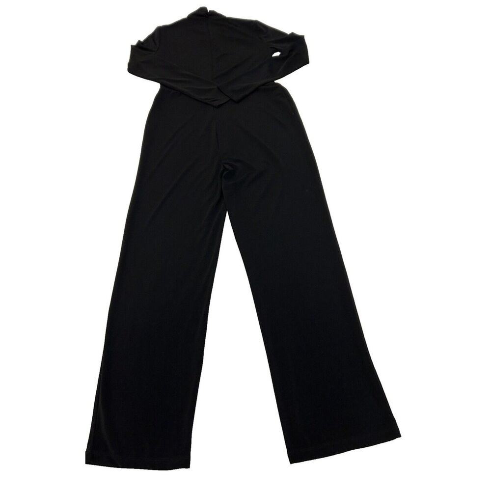 Mango MNG Suit Women's Jumpsuit Sz M Black Mock Neck Zip Up Back Long Sleeves